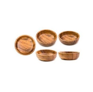 Bol en bois ustensiles de cuisine utiliser usine réutilisable fait à la main 100% bol en bois d'acacia rond naturel - Product Image 5