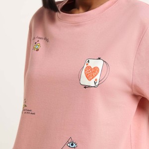 เสื้อยืดผ้าฝ้ายพิมพ์ลายสำหรับผู้หญิงเสื้อยืดผ้าฝ้ายแบบเรียบขนาดปกติระบายอากาศได้ดี - Product Image 3