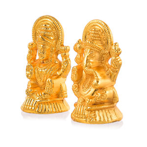 Statue en métal plaqué or Laxmi Ganesh Ji - Traditionnelle et moderne pour la décoration de la maison, cadeaux d'affaires, occasions festives, religieuses - Product Image 5