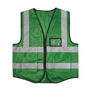 <b>Orange</b> Polyester Unisex Safety Vest with Reflective Stripes and Multiple Pockets Workwear High Visibility Protective Clothing - Product Image 3
