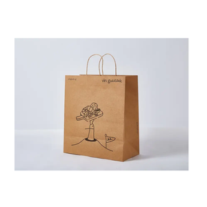 Bolsas de papel Kraft impresas CMYK/Pantone recicladas aceptadas por el OEM con el logotipo colorido manijas convenientes para el regalo de compras para llevar - Product Image 4