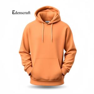 Sudadera con capucha ligera informal para hombre, bolsillo de canguro, cálida, transpirable, ecológica, antiarrugas, tela teñida lisa - Product Image 3