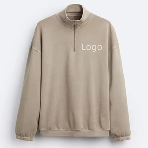 Sudadera básica personalizada 100% de algodón para hombre, color sólido, con cremallera de cuarto, patrón de letras bordadas, ajuste regular para todas las estaciones - Product Image 5