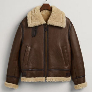 Vestes pour hommes de qualité supérieure, séchage rapide, col montant, automne-hiver, en cuir véritable, anti-rétrécissement, pour homme - Product Image 1