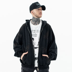 Sweat-shirts à capuche en coton 100% de haute qualité, personnalisés avec un logo, manches longues, grande taille, imprimés, tendance, surdimensionnés, teints, courts, pour l'hiver - Product Image 2