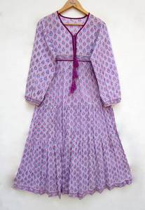 Vestido largo con estampado de borlas Elegante floral Mujer Vestidos casuales de verano Suelto 100% algodón a precios mayoristas. - Product Image 6