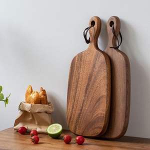 Tabla de cortar de madera de acacia ecológica más vendida al por mayor con mango en forma de rectángulo para uso doméstico en la cocina - Product Image 1