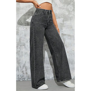 Jeans de Mezclilla Holgados de Cintura Media y Pierna Recta para Mujer, Estilo Europeo Americano, Transpirables, Casuales de Verano, Diseño Ligero con Empalmes Laterales, Talla 26 - Product Image 3