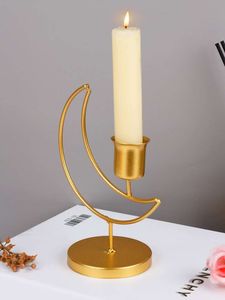 Porte-bougie en verre en forme d'étoile en métal doré, centre de table de mariage de luxe, support de décoration d'intérieur, ensembles d'art modernes et uniques - Product Image 5
