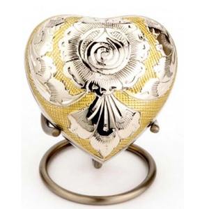 Luxury Heart-Shaped Brass Pet Memorial Urn Metal Cremation Urn with <b>Display</b> <b>Stand</b> Paw Print Ashes Keepsake Oval Style. - Product Image 3