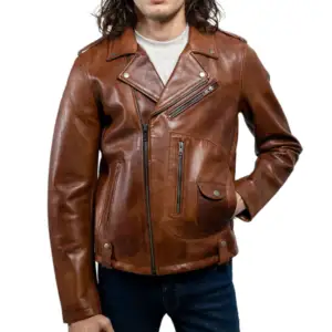 2023 Otoño/Invierno nueva chaqueta de cuero de motocicleta de Bombardero Marrón para hombre nueva ropa de cuero chaquetas de cuero de moda de imitación