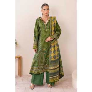 Traje de jardín verde de 3 piezas sin coser con estampado dorado para mujer - Product Image 5