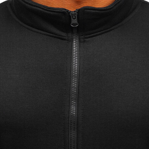 เสื้อกันหนาวมีซิปสำหรับผู้ชายคอกลมผ้าฟลีซโพลีเอสเตอร์/ ผ้าฝ้ายผสมเป็นมิตรต่อสิ่งแวดล้อมระบายอากาศได้ดีตัวเลือกการปักแบบพอดีตัวปกติสำหรับฤดูใบไม้ร่วง - Product Image 6