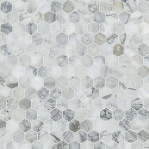 Mosaïque en calcite Union Calacatta Cressa, carreaux hexagonaux 12 x 12, imperméables, pour sol, chambre, couloir, surface polie - Product Image 3