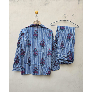 Indian handmade vintage block printed cotton pajama set night suit sleepwear soft cotton <b>women</b> wear night suit comfortable fit - Product Image 5