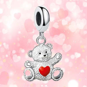 Argent Collier Nounours Amour Breloque Adorable Charm Pour Cadeau - Product Image 1