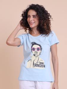 Camiseta de media manga con cuello estampado elegante y elegante de ODM Supply, cómoda Lona de moda para el verano, camisetas de talla grande para mujer - Product Image 2