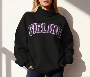 Nouveau style – Sweat-shirt oversize épais à col montant pour femme, manches longues, couleur unie, pull d'hiver, logo personnalisé imprimé - Product Image 1