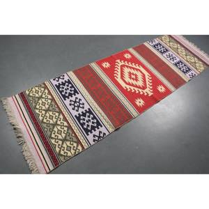 Vintage Turkish <b>Runner</b> Rug 2.6x8.1 ft, <b>Red</b> Solid Rug Wool - Product Image 1