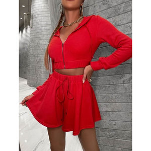 Conjunto Deportivo de Verano para Mujer de Alta Calidad, Hecho a Medida, Dos Piezas, Sudadera con Capucha y Pantalones Cortos, Conjunto de Sudadera con Capucha y Pantalones Cortos Personalizados al por Mayor - Product Image 1