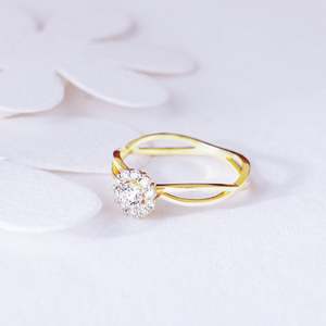 GIVA Heer Collection 14K Real Gold Sparkling Love Anillo de diamantes Diseño geométrico romántico con certificado IGI Chapado en rodio - Product Image 1