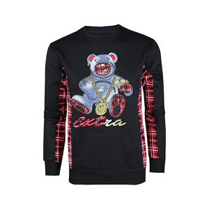 Sudadera de algodón con estampado de letras personalizadas y cuello redondo para hombre - Product Image 1