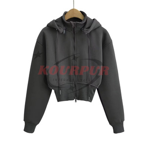 Sweat à capuche zippé pour femme en coton 100% de haute qualité, design élégant avec logo frontal, disponible en plusieurs couleurs à prix raisonnable - Product Image 5