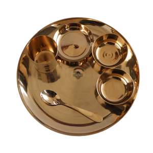 IndianArtVilla Juego de cena de diseño con acabado brillante de bronce puro hecho a mano, 6 piezas, servicio para el hogar, hotel y restaurante - Product Image 1