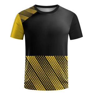 T-shirt de sport pour homme en coton 100% haute élasticité, coupe classique, impression numérique, logo sur le devant, respirant - Product Image 3