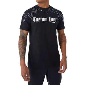 Venta al por mayor nuevo diseño Rhinestone camisetas para hombres Streetwear moda impresa camisetas hombres diseño personalizado Rhinestone hombres camiseta - Product Image 1