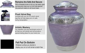 Urne funéraire moderne en aluminium émaillé texturé bleu lavande pour adultes Fournitures funéraires commémoratives de sympathie pour l'artisanat en métal - Product Image 4