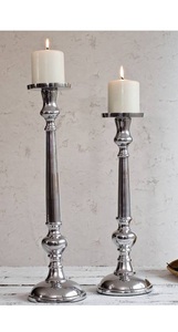 Bougeoir personnalisable en métal aluminium brillant argent finition de qualité supérieure design fait à la main T Light support avec base à pied - Product Image 2