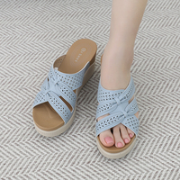 [JSHOE] Article de mode chic minimaliste, mules en cuir de vachette perforé Meluni, pantoufles pour femmes