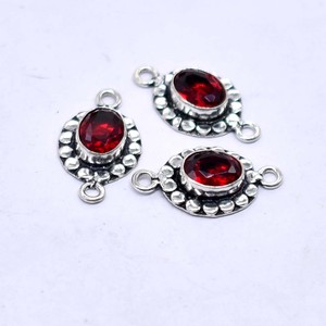 Antique Silver Plated And 18K Gold Plated Red Garnet Gemstone Double Loop Connector 24X13mm NC92 Jewelry Making <b>Charm</b> Findings - Product Image 4