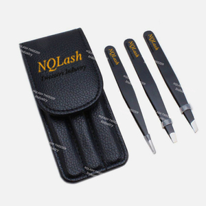 Pince à épiler à sourcils noire 3 pièces ensemble de pinces à sourcils pointues professionnelles pour poils incarnés poils faciaux pince à épiler NQLASH - Product Image 2
