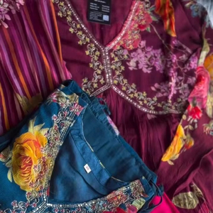 ชุดสูทผ้ามัสลินผ้าคอตตอนผสมหลายสีผ้าไชน์ผ้าคอตตอนพร้อมกางเกงและ dupatta - Product Image 1