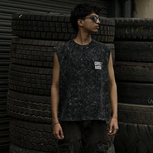 Camiseta sin Mangas de Algodón Orgánico Sólido para Hombre al por Mayor, OEM/ODM, Logotipo Personalizado Impreso, Camiseta de Punto con Cuello Redondo, Chaleco, Color Personalizado - Product Image 5