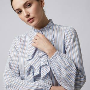 เสื้อชีฟองลายทางลำลองพร้อมแขนระบายทรงบอลลูน ขอบเอวยางยืด ผลิตจากโพลีเอสเตอร์ ฟรีไซส์ เหมาะกับทุกขนาด 36-42 - Product Image 3