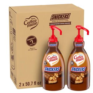 Nestle <b>Coffee</b> mate <b>Coffee</b> Creamer, Snickers, Concentrated <b>Liquid</b> Pump Bottle, 50.7 fl oz (Pack of 2) - Product Image 1