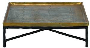 Plateau de service de luxe en métal doré avec supports au design moderne utilisé comme table de maison Plateau de rangement décoratif en aluminium pour les aliments - Product Image 2