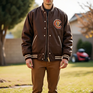 แจ็กเก็ตเลตเทอร์แมนสำหรับผู้ชายแจ็คเก็ตเบสบอลบอมเบอร์ทีมตัวแทนแขนยาว - Product Image 4