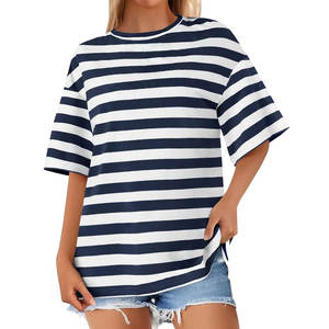 Verano Casual algodón nuevo diseño camisetas mujeres venta al por mayor verano desgaste transpirable nueva moda forrado diseño algodón camisetas mujeres - Product Image 1