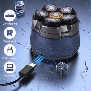 Afeitadora Eléctrica Inalámbrica Impermeable para Hombre, IPX7, Recargable por USB, Kit de Afeitadora Rotatoria para Afeitar la Cabeza - Product Image 3