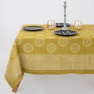 Nappe de table en coton 100 % imprimée au bloc floral Dabu pour restaurant, idéale pour les fêtes et la décoration intérieure (vente en gros) - Product Image 1