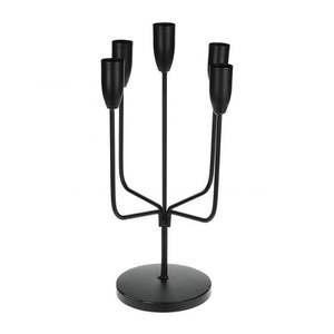 Candélabre vintage en métal noir à 5 bras, porte-bougie en fer forgé pour centre de table de mariage, porte-bougie de table de luxe pour la maison - Product Image 6