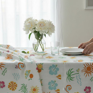 Luxury Cotton <b>Tablecloth</b> Floral Pattern Customizable <b>Square</b> Shape Eco-Friendly Washable Durable Elegant Dining Sustainable Home - Product Image 1