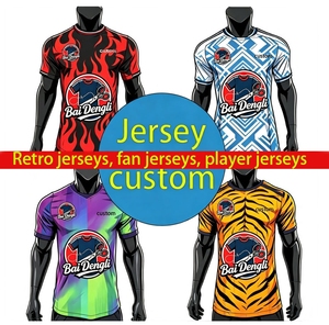 Maillot de football personnalisé professionnel avec logo, 100% polyester respirant, séchage rapide, antibactérien, col rond, manches courtes, unisexe - Product Image 1