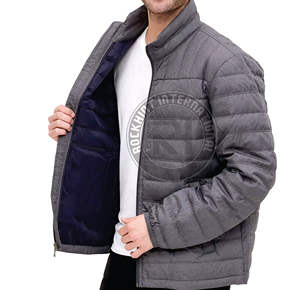 Veste matelassée d'hiver élégante et originale pour homme, fermeture éclair à capuche, taille plus, veste brillante - Product Image 2