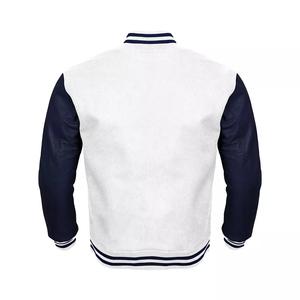 Chaqueta Bomber Varsity informal para hombre para deportes de invierno cuello alto y mangas de cuero con logotipo frontal estilo Letterman - Product Image 2