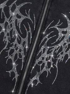 Sudadera con capucha térmica de invierno de alta calidad, personalizada, moderna, con pedrería negra, bordada, con estampado digital, 100% algodón, 2 piezas - Product Image 2